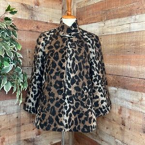BETSEY JOHNSON Leopard Print Cape Style Coat Sz Petite Medium